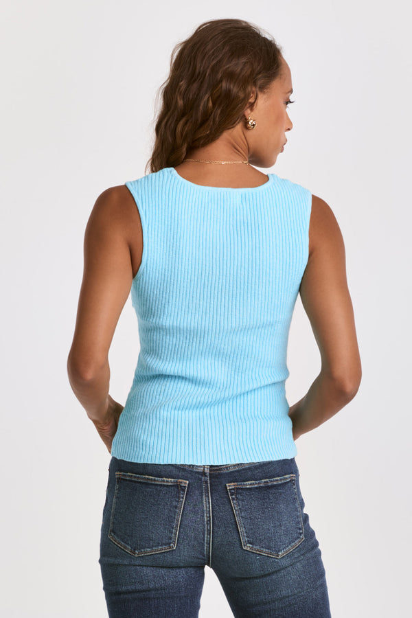 Neomi All Over Ribbing Tank Artic Sea