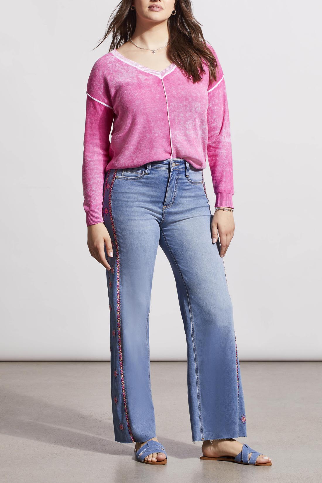 Brooke Side Emb. Hugging Jeans Blue Lotus