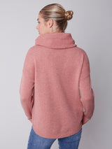 Scarf Rounded Hem Sweater Heather Cinnamon