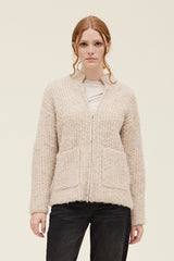 Plush Knit Zip Up Cardigan Oat