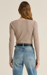 Sirena Rib Long Sleeve Shirt Heather Taupe
