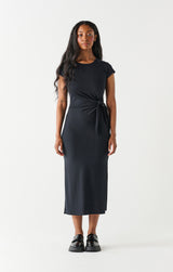 Knotted Midi TShirt Dress Black