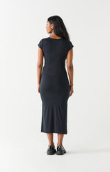 Knotted Midi TShirt Dress Black