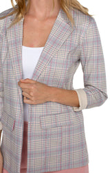 Princess Dart Boyfriend Blazer Fuchsia Kiss Plaid