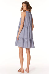 Striped Tiered Tank Dress Navy