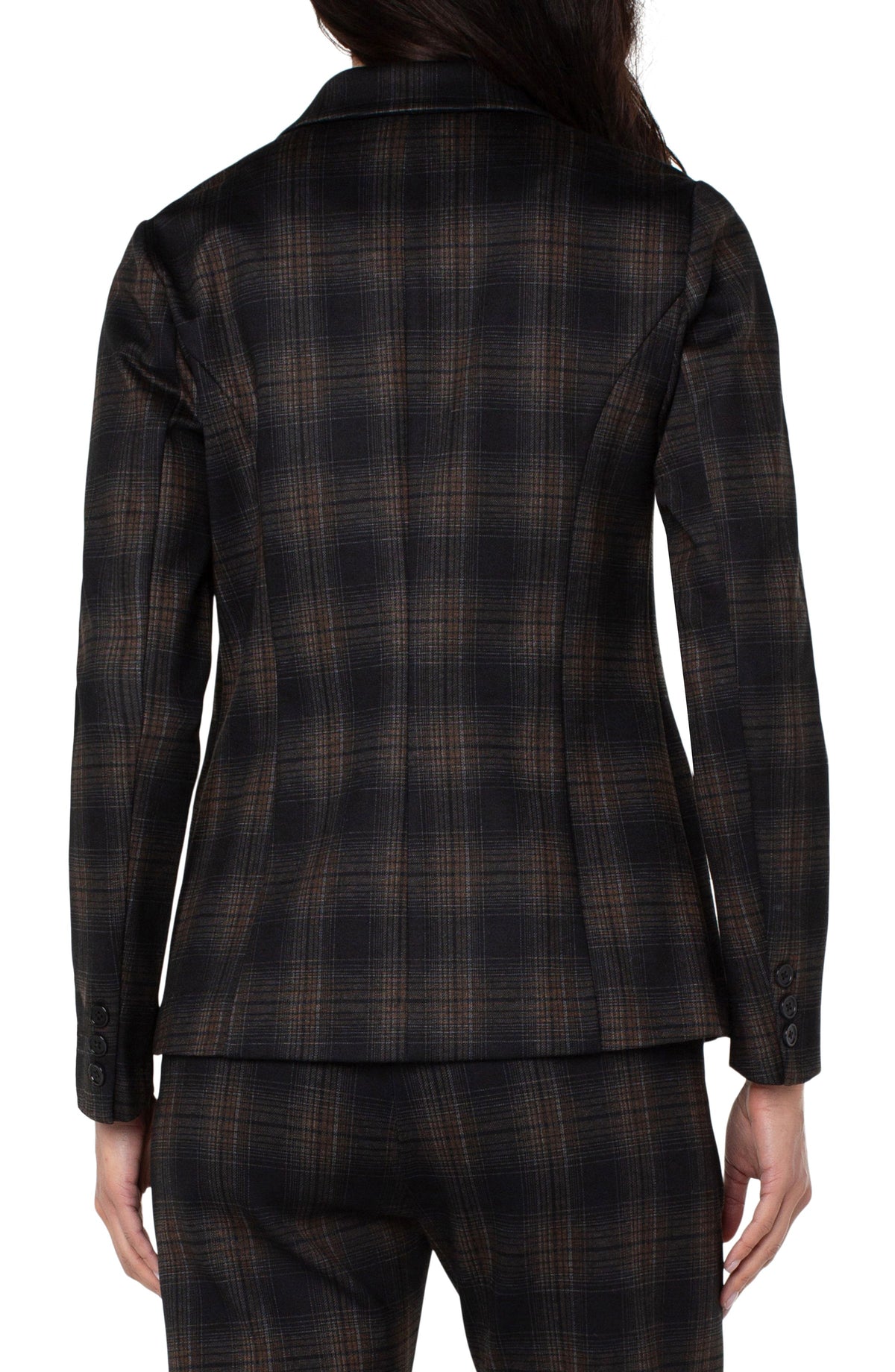 Fitted Notch Collar Printed Blazer Coffee Bean + Black