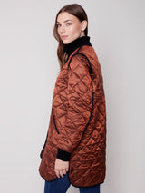 Long Quilted Puffer Jacket Cinnamon