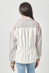 Colorblock Anorak Jacket Ivory Mix