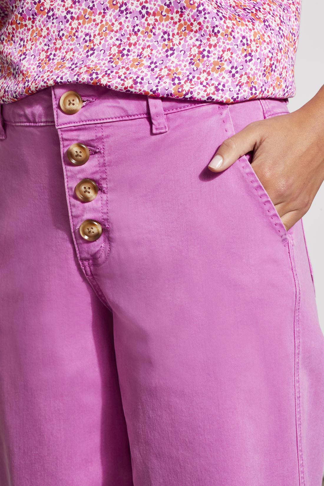 Audrey Button Fly Wide Leg Jeans Mauvelush