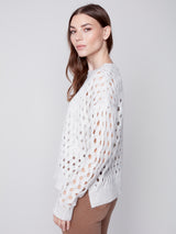 Plushy Wavy Net Stitch Sweater Almond