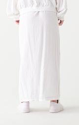 Contrast Stitch Tie Waist Maxi Skirt White Wash