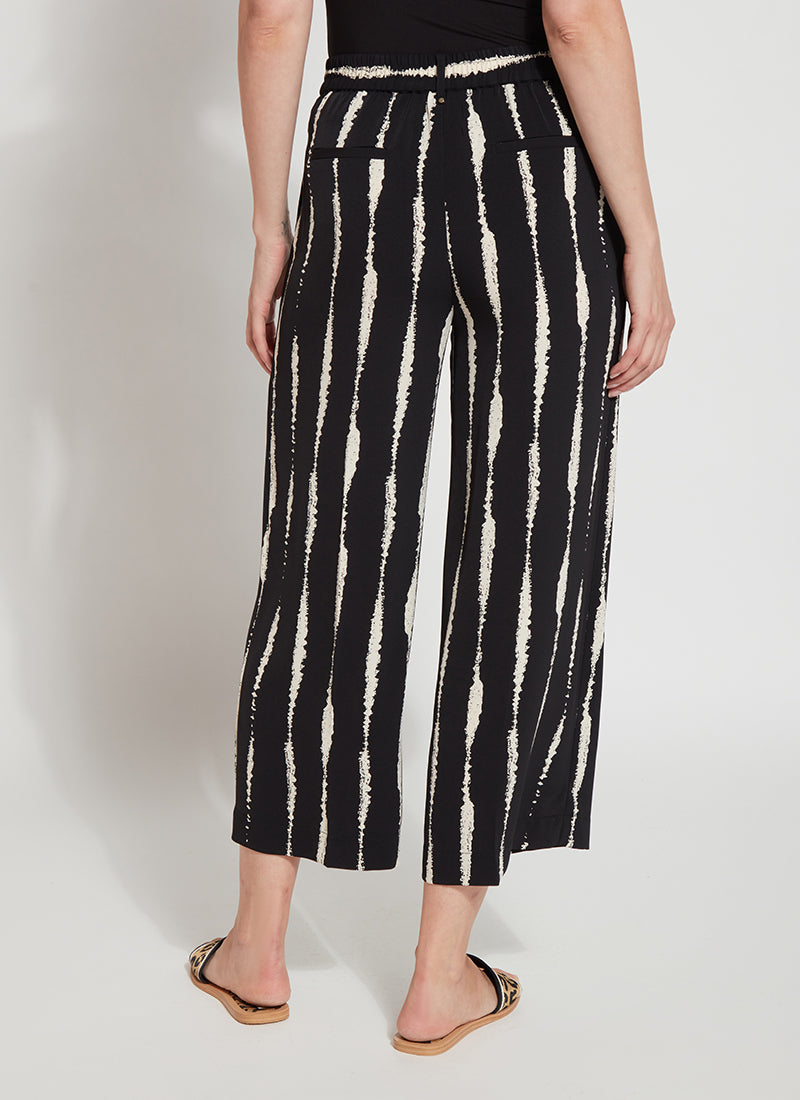 Rhea Wide Leg Crop Pant Black Tidal Stripe