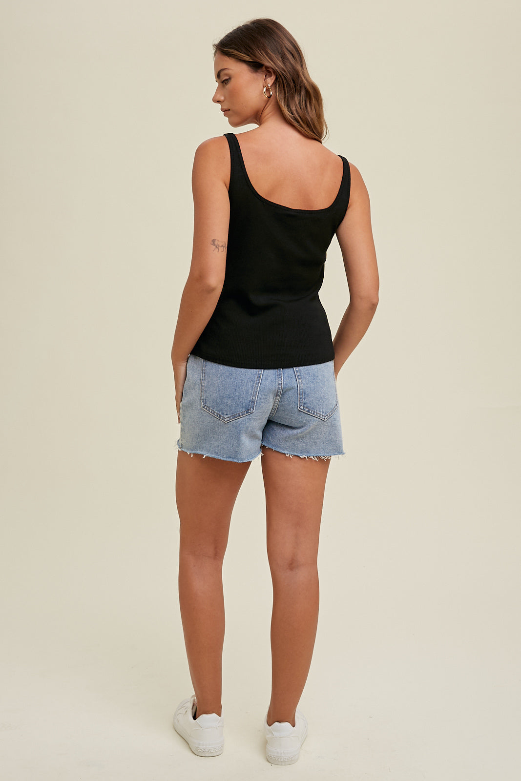 Ribbed Padded Knit Bra Top Black