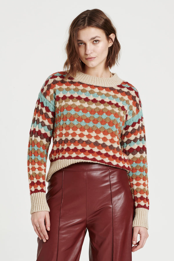 Fabienne Scallop Knit Sweater Autumnal Multi