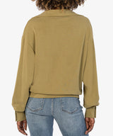 Audrina Drop Shoulder Collared Sweatshirt Pistachio