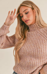 Malory Mock Neck Sweater Pink Multi