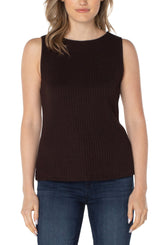 Sleeveless Boat Neck Rib Tank Java