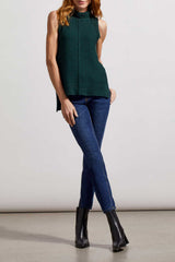 Texture Stripe Turtleneck Sweater Tank Forest