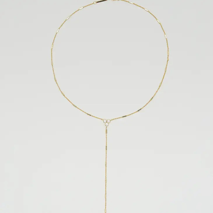 Shiny Crystal Cluster Lariat Necklace
