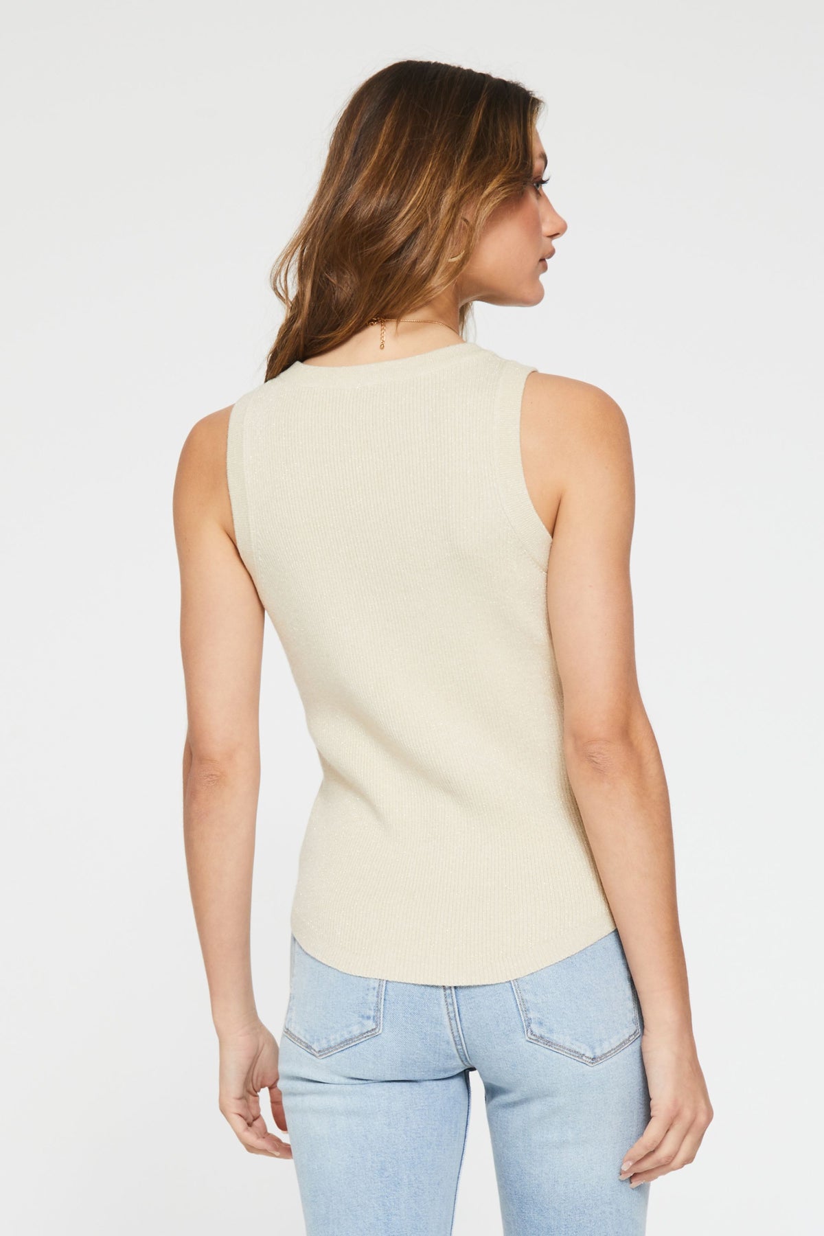Cora High Neck Ribbed Tank Porcelain