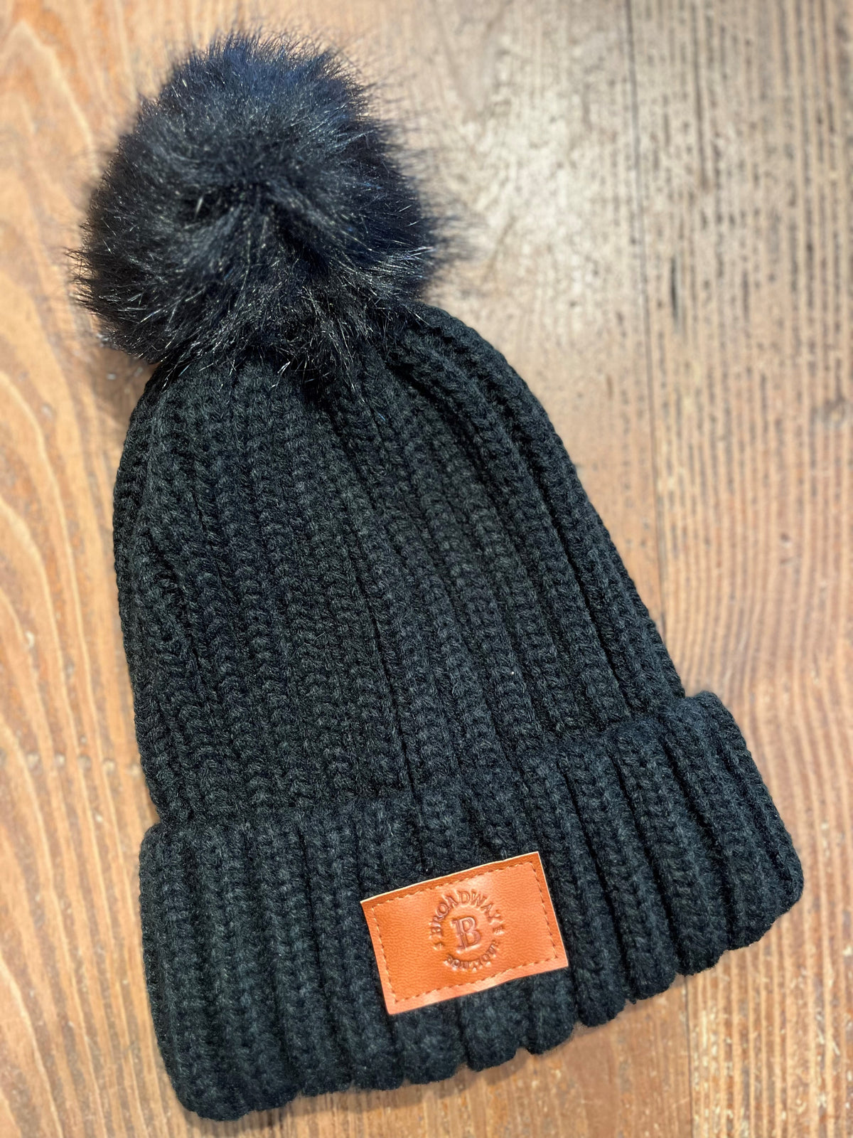 Broadway Leather Patch Pom Hat