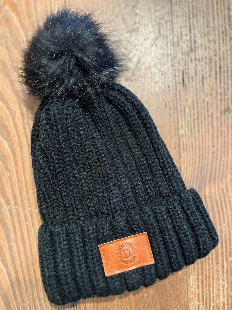 Broadway Leather Patch Pom Hat