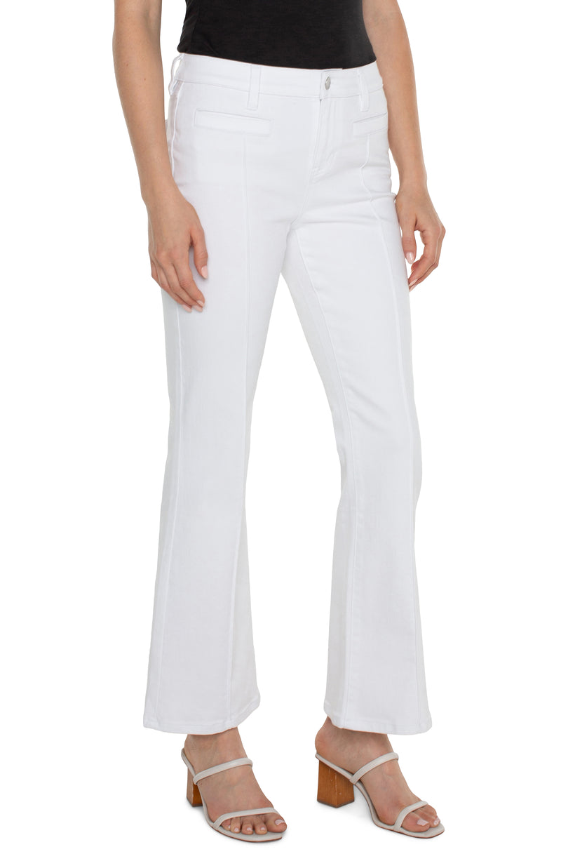 Lucy Welt Pocket Pintuck Detail Bootcut Pants Bright White