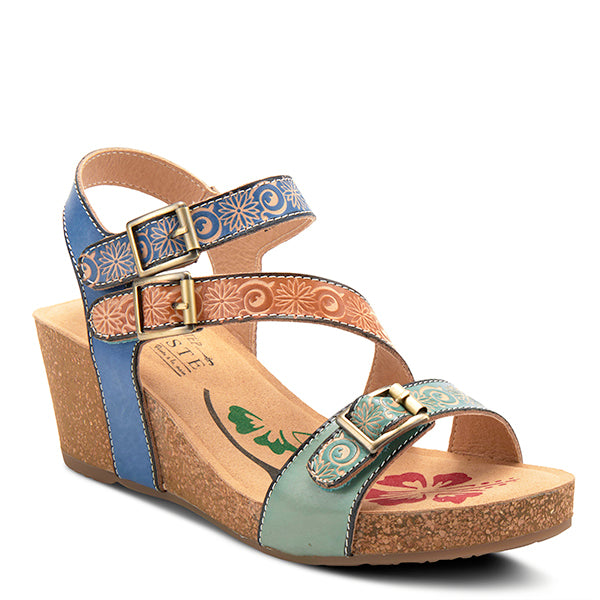Tanja Strappy Wedge Mint Green Multi