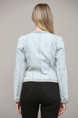 Braided Trim Jean Jacket Light Denim