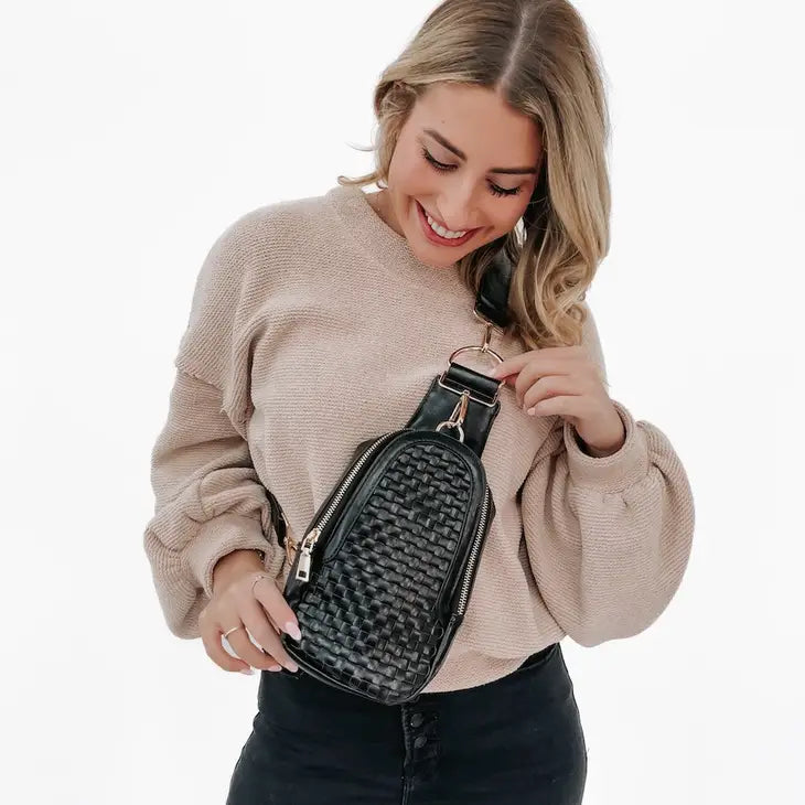 Waverly Woven Sling Bag Black