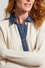 Denim Trim Sweater Jacket Birch