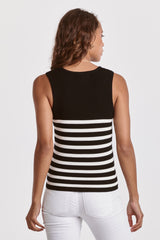 Oak Striped Ribbed Tank Black + White