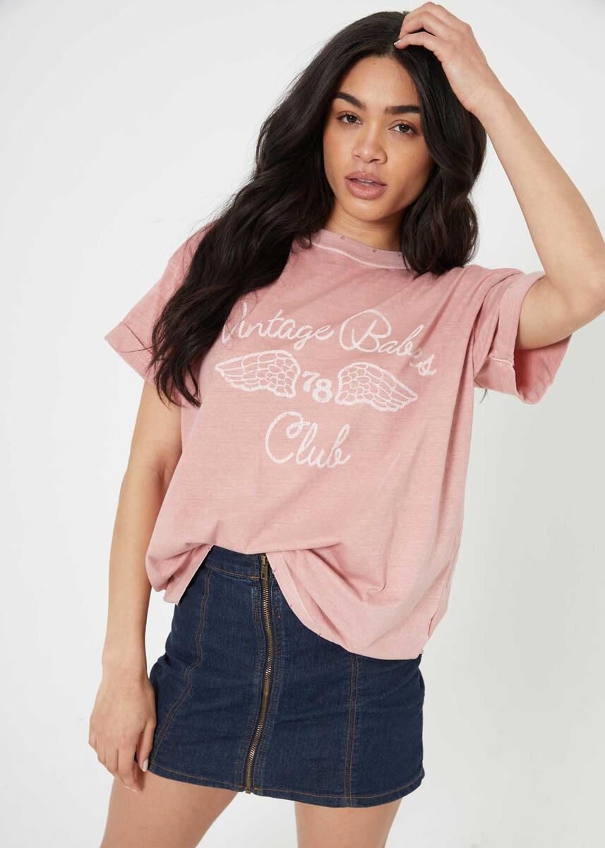 Vintage Babes Club Boyfriend Tee Dusty Pink