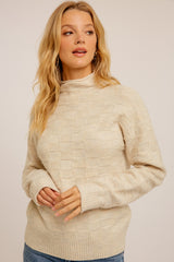 Cozy Textured Mock Neck Sweater Oatmeal