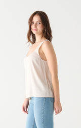 Woven Scoop Neck Tank Pearl