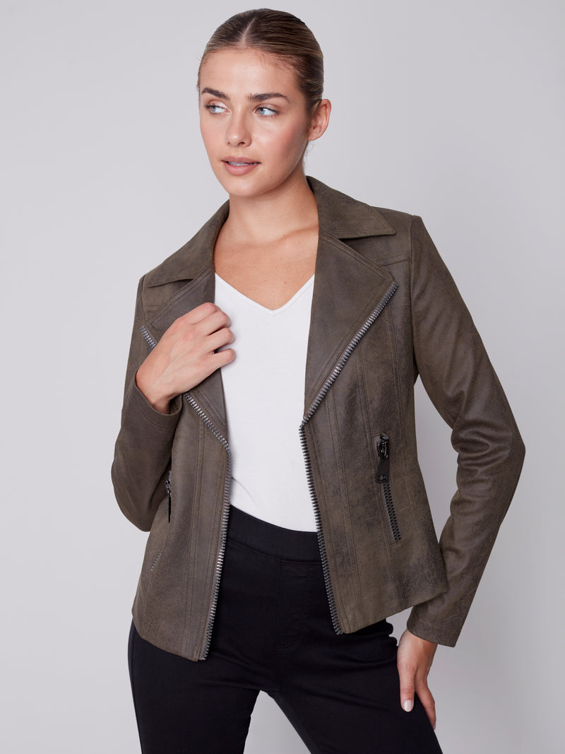 Vintage Faux Leather Perfecto Jacket Spruce