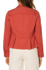 Collared Peplum Buttoned Jacket Desert Bloom