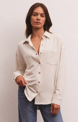 WFH Modal Shirt Jacket Light Oatmeal