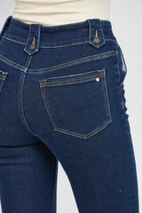 Double Button Tab Waist Detail Flare Jeans Statice