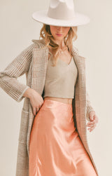 Marceau Houndstooth Coat Ivory + Brown