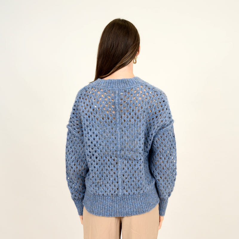 Nanumea Open Knit Sweater Blue Thistle