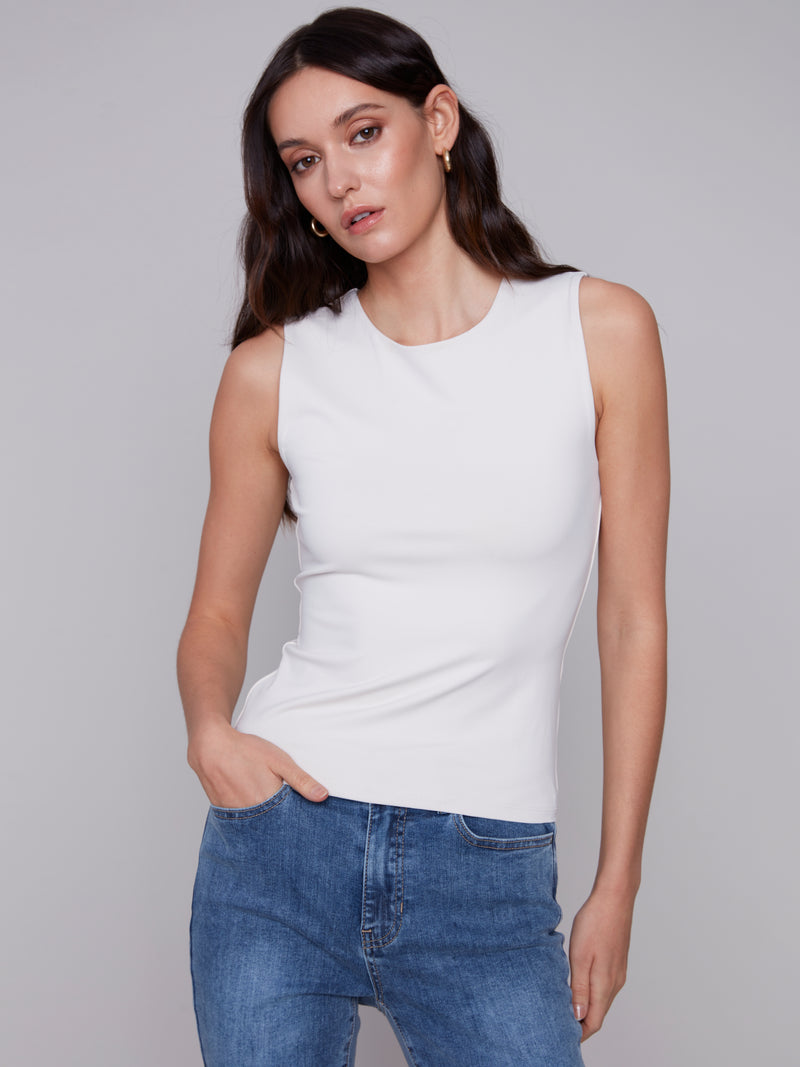 Ribbed Sleeveless Top Natural