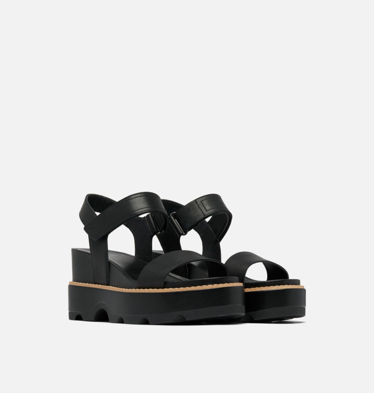 Joanie IV Y Strap Wedges Black + Sea Salt