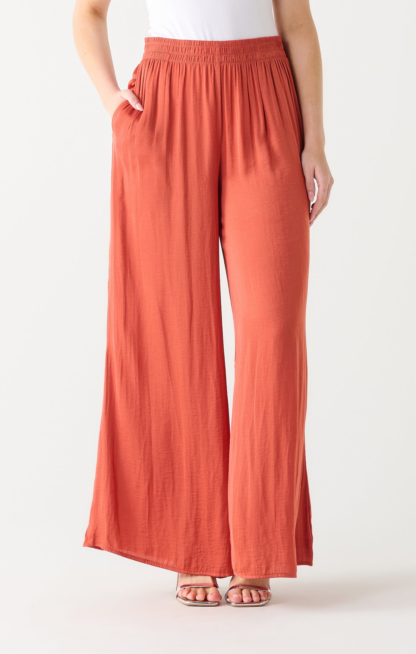 High Waist Flowy Wide Leg Pants Copper