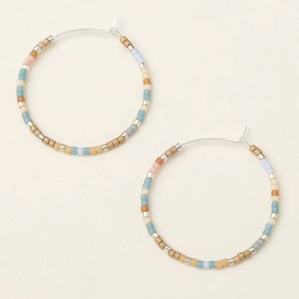Chromacolor Miyuki Small Hoop Earrings Desert Blue + Silver