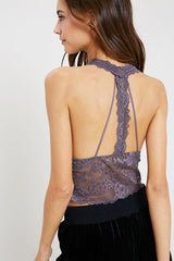 Floral Lace Strappy Halter Brami Midnight