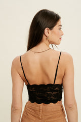 Sheer Floral Scallop Edge Brami Black