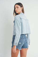 Fray Hem Denim Jacket Light Denim