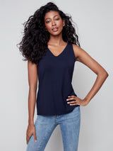 Bamboo Viscose Reversible Cami Navy
