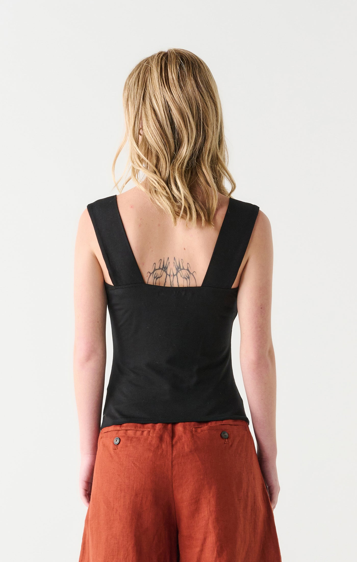 Wide Strap Square Neck Tank Black